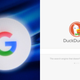 Google's logo and DuckDuckGo's logo